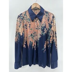 VTG 70s Mens NIK NIK Floral Birds Jungle Disco MCM Mod Hippie XL Shirt EE35